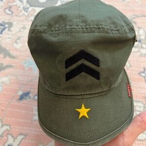 Military Style Green Cap with Star Emblem